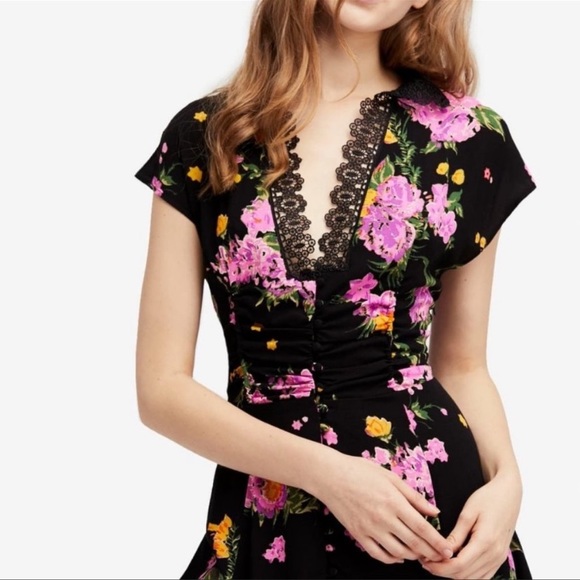 Free People Alora Floral button down mini dress - Picture 2 of 7